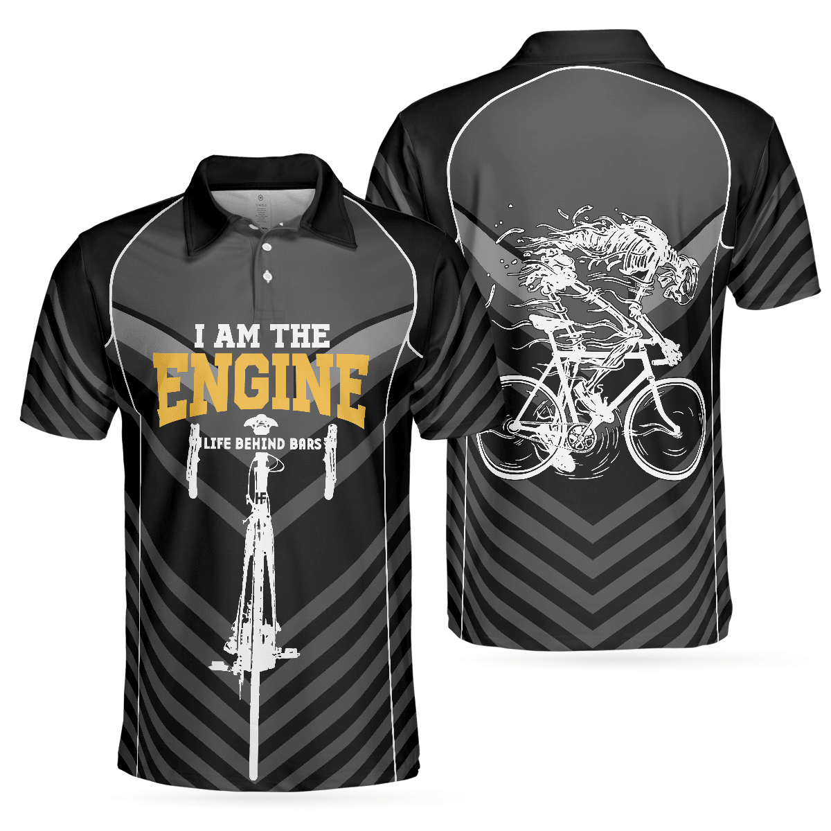 Cycling Men Polo Shirt - I Am The Engine Cycling Polo Shirt, Skeleton Cyclist Polo Shirt, Best Cycling Shirt For Men - Amzanimalsgift