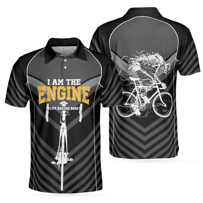 Cycling Men Polo Shirt - I Am The Engine Cycling Polo Shirt, Skeleton Cyclist Polo Shirt, Best Cycling Shirt For Men - Amzanimalsgift