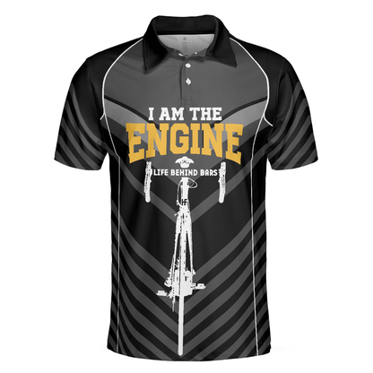 Cycling Men Polo Shirt - I Am The Engine Cycling Polo Shirt, Skeleton Cyclist Polo Shirt, Best Cycling Shirt For Men - Amzanimalsgift
