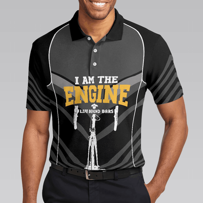 Cycling Men Polo Shirt - I Am The Engine Cycling Polo Shirt, Skeleton Cyclist Polo Shirt, Best Cycling Shirt For Men - Amzanimalsgift