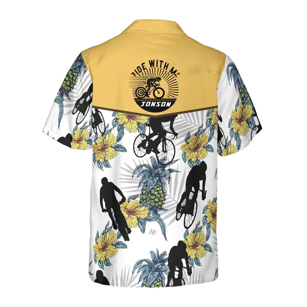 Cycling Ride With Me Custom Hawaiian Shirt, Cycling Hawaiian Shirt, Custom Aloha Shirt - Perfect Gift For Men, Women, Husband, Wife, Friend, Family - Amzanimalsgift