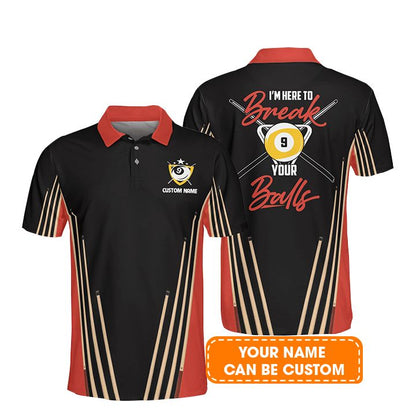 Billiard Men Polo Shirt Custom Name - Billiard Pool 9 Ball Personalized Polo Shirt For Men - Gift For Billiard Players, Billiard Lovers