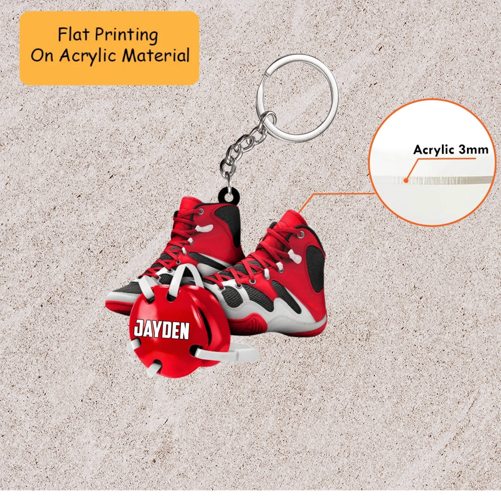 Personalized Wrestling Christmas Ornament, Wrestling Shoes And Headgear Gear, Custom Ornament Christmas Gift, Keychain Wrestling, Car Ornament Wrestling