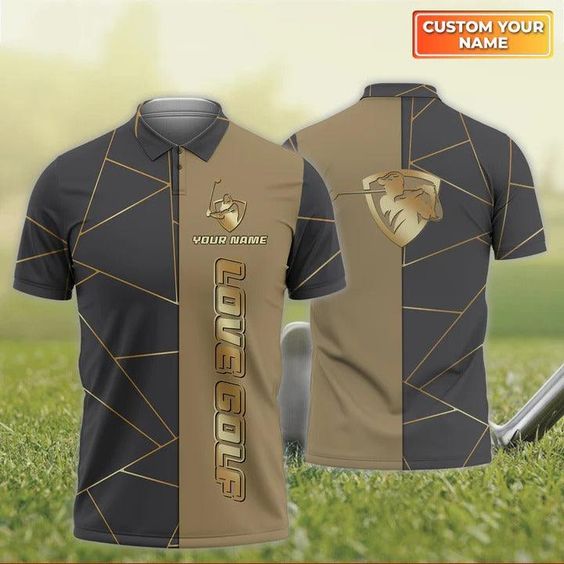 Customized Golf Polo Shirt, Black Brown Swing Golf, Personalized Name Polo Shirt For Men - Perfect Gift For Golf Lovers, Golfers