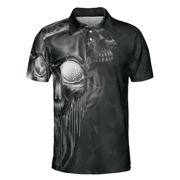 Men Golf Polo Shirt - Scary Skull Golf Men Polo Shirt, Golf Shut Up Shirt Design For Men, Best Halloween Golf Gift For Men, Golfers