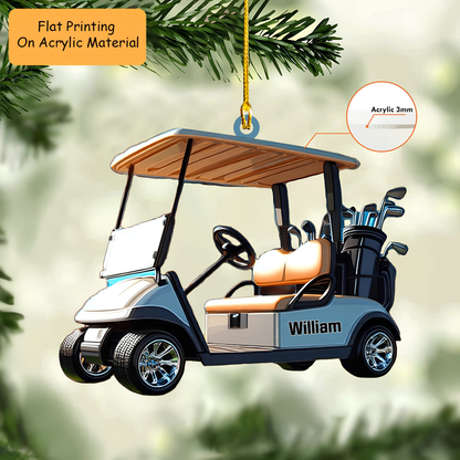 Personalized Golfing Cart Xmas Acrylic Ornament, Golfing Cart Keychain, Car Ornament, Christmas Ornament Giftst