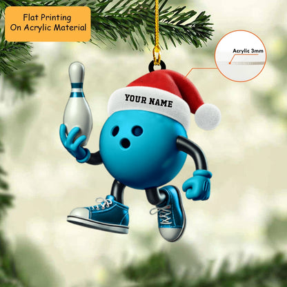 Personalized Bowling Ball Holding Pins Acrylic Ornament, Bowling Keychain, Car Ornament, Christmas Ornament Gifts