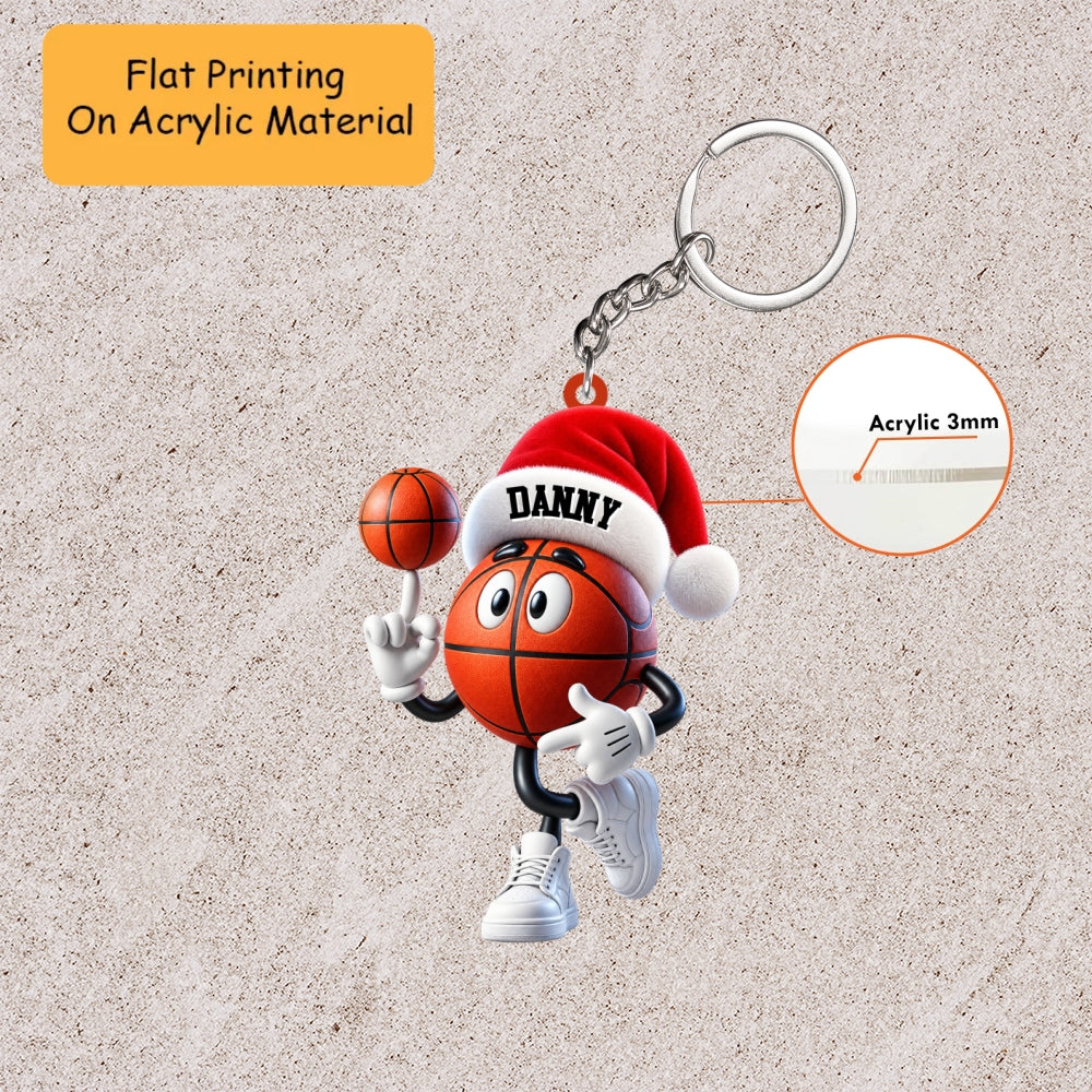 Personalized Basketball Christmas Ornament, Basketball Playing Christmas, Custom Ornament Christmas Gift, Keychain Basketball, Car Ornament Basketball