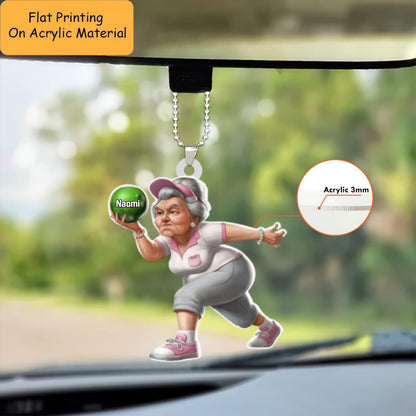 Personalized Funny Bowling Ornament, Bowling Christmas Keychain, Car Ornament, Christmas Ornament Gifts