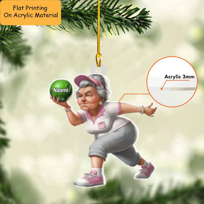 Personalized Funny Bowling Ornament, Bowling Christmas Keychain, Car Ornament, Christmas Ornament Gifts