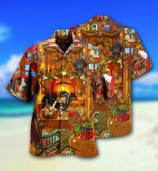 Dachshund Aloha Hawaii Shirt - Dachshund Dogs Love Home Love Christmas Hawaiian Shirt For Summer - Perfect Gift For Dog Lovers, Friend, Family - Amzanimalsgift