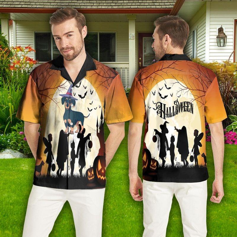 Dachshund Aloha Hawaiian Shirt - Dachshund Witch Halloween Hawaiian Shirt, Happy Halloween Day Hawaiian Shirt For Men & Women, Dachshund Lover - Amzanimalsgift