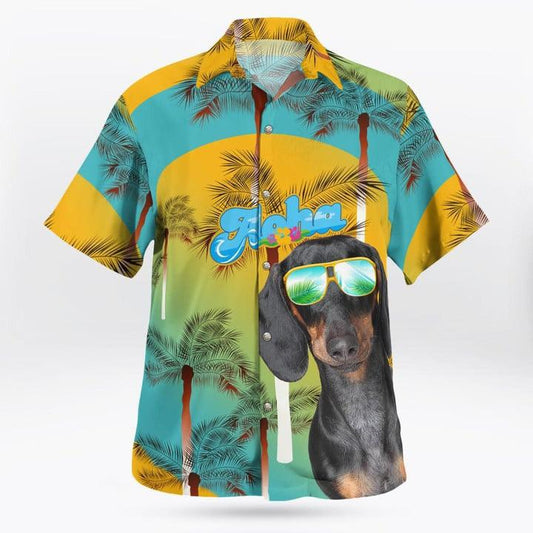 Dachshund Aloha Hawaiian Shirt - Dog Summer Beach Tropical Leaves Hawaiian Shirt For Summer - Perfect Gift For Dog Lovers Friend, Family - Amzanimalsgift