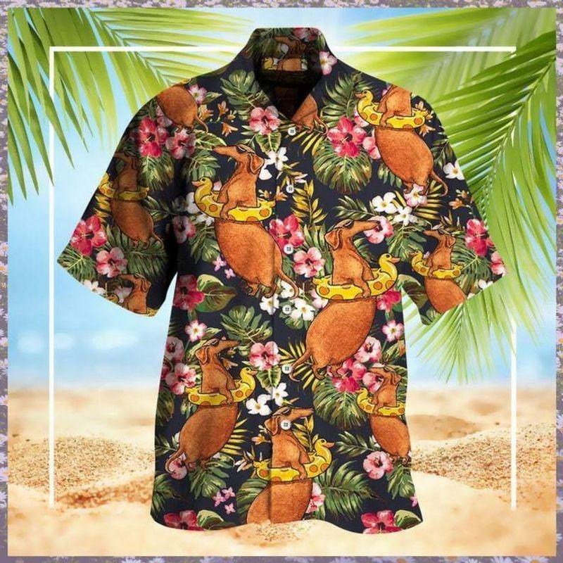 Dachshund Aloha Hawaiian Shirt - Fat Dachshund Sweet Hawaiian Shirt, Tropical Flower Shirt For Men & Women, Dachshund Lover - Amzanimalsgift