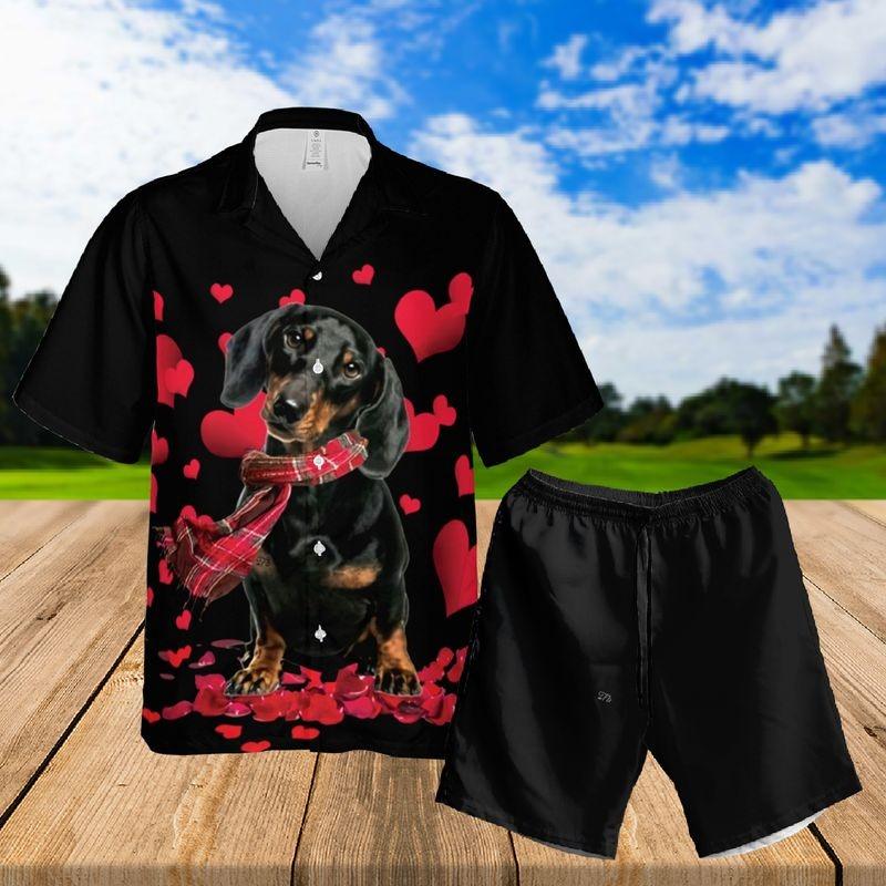 Dachshund Aloha Hawaiian Shirt - Valentine Dachshund Hawaiian Shirt, My Dachshund My Valentine Hawaiian Shirt For Men & Women, Dachshund Lover - Amzanimalsgift