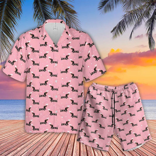 Dachshund Aloha Hawaiian Shirts For Summer, Sausage Dog Hawaiian Set For Men Women, Valentine Gift For Husband Wife, Boyfriend, Girlfriend, Dog Lovers - Amzanimalsgift