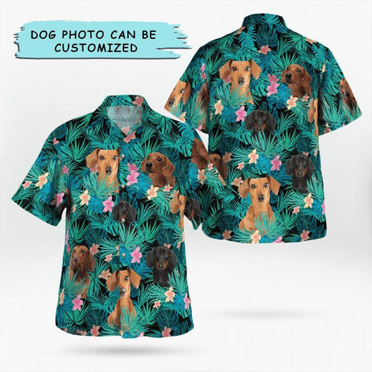 Dachshund Custom Hawaiian Shirt, Dachshund Tropical Pattern Personalized Hawaiian Shirt - Perfect Gift For Men, Women, Dog Lover, Friend, Family - Amzanimalsgift