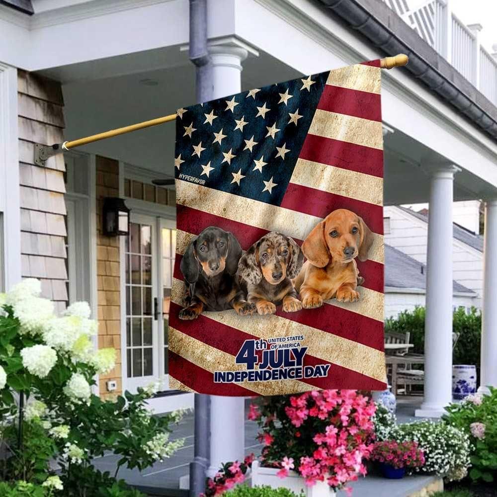 Dachshund Dog 4th July American Flag, Independence Day American Flag, Dachshund Happy 4th Of July American Flag, Three Dachshund Dog On American Flag - Amzanimalsgift