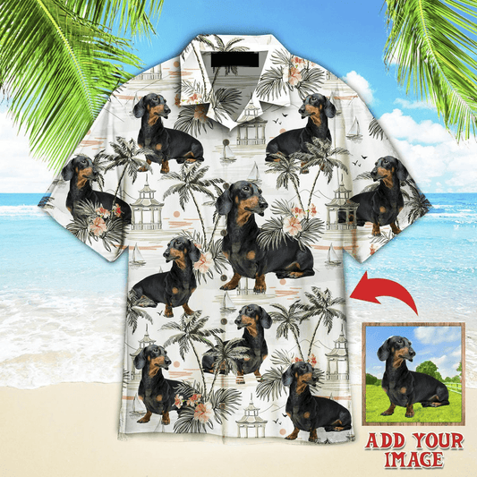 Dachshund Hawaiian Shirt Custom Photo, Dog Summer Beach Surfing Personalized Hawaiian Shirt - Perfect Gift For Dachshund Lovers, Family, Friends - Amzanimalsgift