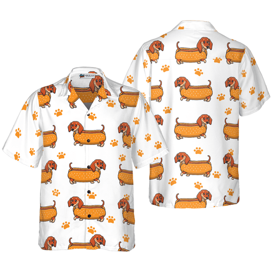 Dachshund Hawaiian Shirt, Real Hotdog Dachshund Aloha Shirt For Men - Perfect Gift For Dachshund Lovers, Husband, Boyfriend, Friend, Family - Amzanimalsgift