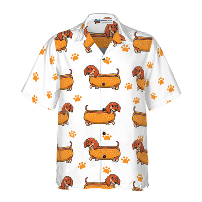 Dachshund Hawaiian Shirt, Real Hotdog Dachshund Aloha Shirt For Men - Perfect Gift For Dachshund Lovers, Husband, Boyfriend, Friend, Family - Amzanimalsgift