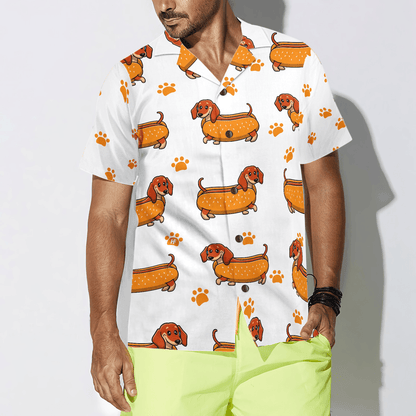 Dachshund Hawaiian Shirt, Real Hotdog Dachshund Aloha Shirt For Men - Perfect Gift For Dachshund Lovers, Husband, Boyfriend, Friend, Family - Amzanimalsgift