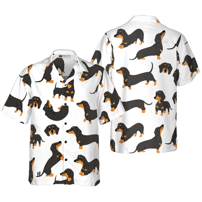 Dachshund Pattern Hawaiian Shirt, Dachshund Aloha Shirt For Men - Perfect Gift For Dachshund Lovers, Husband, Boyfriend, Friend, Family - Amzanimalsgift