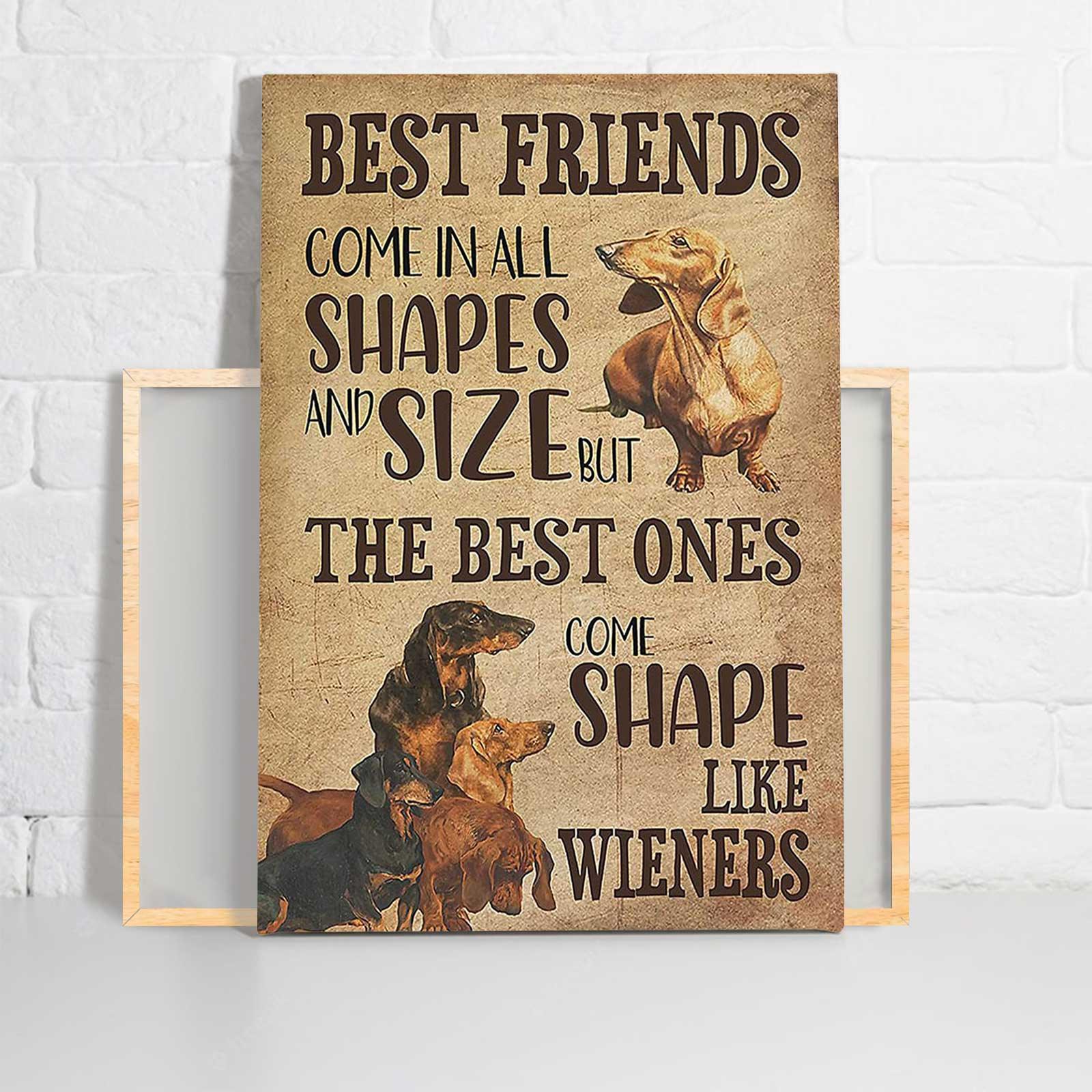 Dachshund Portrait Canvas - Dachshund Dog Best Friends Come In All Shapes And Size But The Best Ones Canvas - Gift For Dog Lovers, Family, Friends - Amzanimalsgift