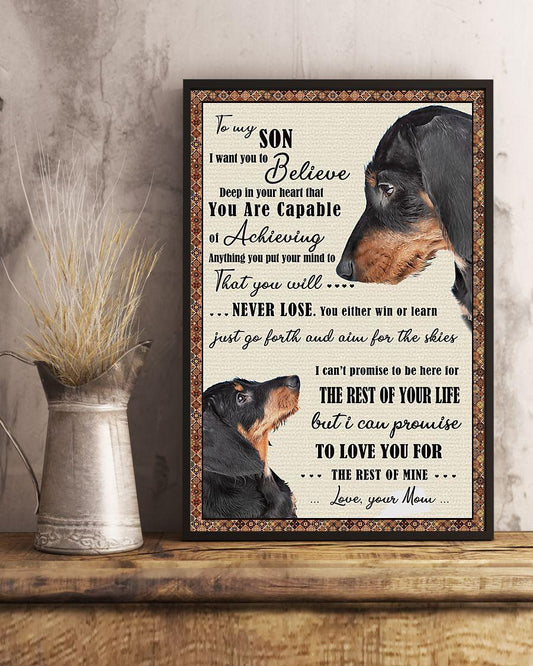 Dachshund Portrait Canvas - Dachshund To My Son To Love You For The Rest Of Mine Love Portrait Canvas - Gift For Dog Lovers, For Son From Mom, Family - Amzanimalsgift