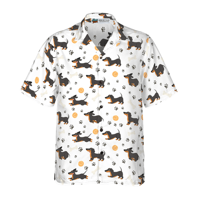 Dachshund Seamless Pattern Hawaiian Shirt, Dachshund Aloha Shirt For Men - Perfect Gift For Dachshund Lovers, Husband, Boyfriend, Friend, Family - Amzanimalsgift