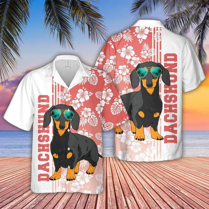 Dachshunds Aloha Hawaiian Shirt - Tropical Leaves Hawaiian Shirt, Dachshunds Sunglass Hawaiian Shirt For Men & Women, Dachshunds Lover - Amzanimalsgift