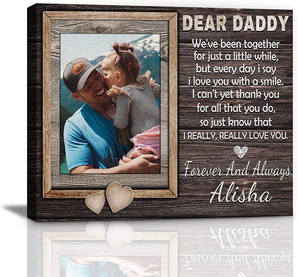 Dad Custom Canvas, Personalized Dear Daddy Canvas, Father’s Day Gift For Grandpa, Daddy, Papa, Present For Dad Husband From Son Daughter Wife - Amzanimalsgift