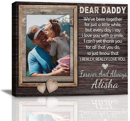 Dad Custom Canvas, Personalized Dear Daddy Canvas, Father’s Day Gift For Grandpa, Daddy, Papa, Present For Dad Husband From Son Daughter Wife - Amzanimalsgift