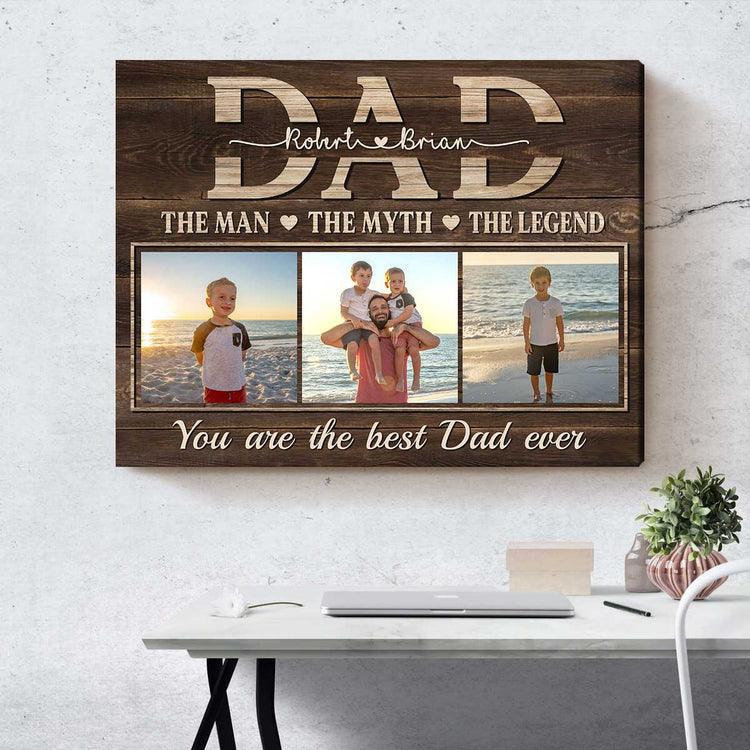 Dad Custom Canvas, Personalized The Man The Myth The Legend Canvas, Present For Dad From Son Daughter, Father’s Day Gift For Grandpa, Daddy, Papa