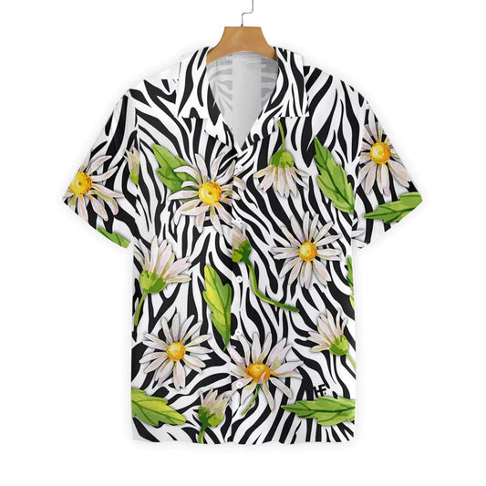 Daisy Hawaiian Shirt, Daisy Zebra Watercolor Painting Art Hawaiian Shirt, Funny Aloha Shirt - Gift For Beach Lovers, Friends, Family, Summer Lovers - Amzanimalsgift