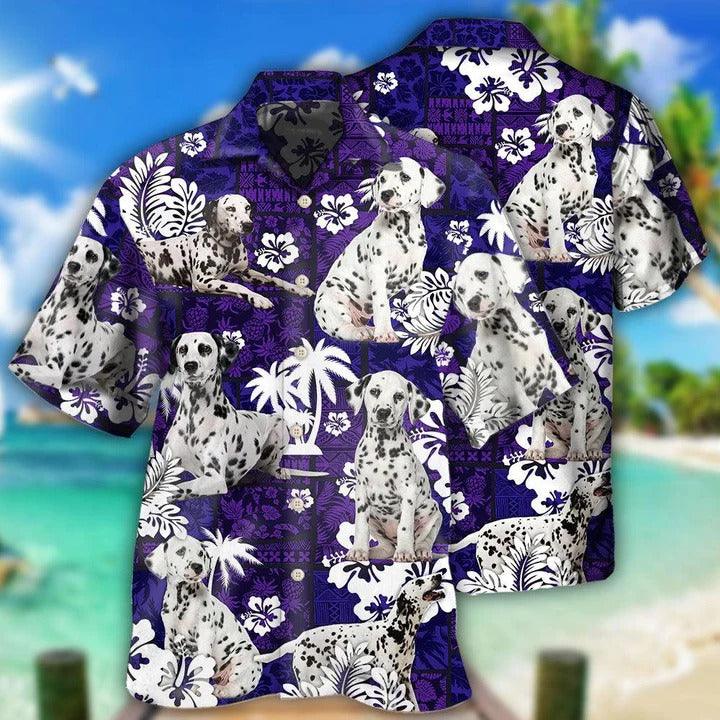 Dalmatian Aloha Hawaii Shirt - Dog Lover Tropical Life Purple Hawaiian Shirt For Summer - Perfect Gift For Dog Lovers, Friend, Family - Amzanimalsgift