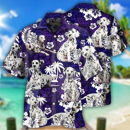 Dalmatian Aloha Hawaii Shirt - Dog Lover Tropical Life Purple Hawaiian Shirt For Summer - Perfect Gift For Dog Lovers, Friend, Family - Amzanimalsgift