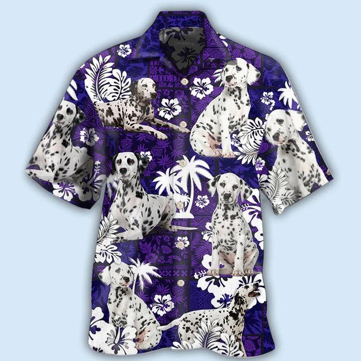 Dalmatian Aloha Hawaii Shirt - Dog Lover Tropical Life Purple Hawaiian Shirt For Summer - Perfect Gift For Dog Lovers, Friend, Family - Amzanimalsgift