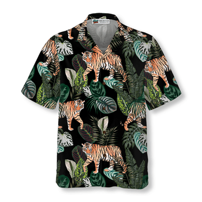 Dark Jungle Exotic Tiger Pattern Hawaiian Shirt, Tropical Summer Tiger Aloha Shirt For Men - Perfect Gift For Tiger Lovers, Friend, Family - Amzanimalsgift