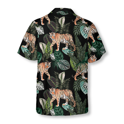 Dark Jungle Exotic Tiger Pattern Hawaiian Shirt, Tropical Summer Tiger Aloha Shirt For Men - Perfect Gift For Tiger Lovers, Friend, Family - Amzanimalsgift