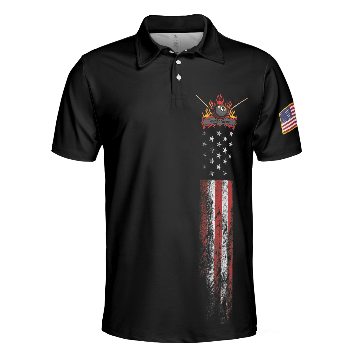 Dark Theme 8-ball Short Sleeve Wet Paint Skull Billiards Polo Shirt, American Flag Billiards Shirt For Men, Polo Shirt Gift For Men, Gift For Billards Lovers - Amzanimalsgift
