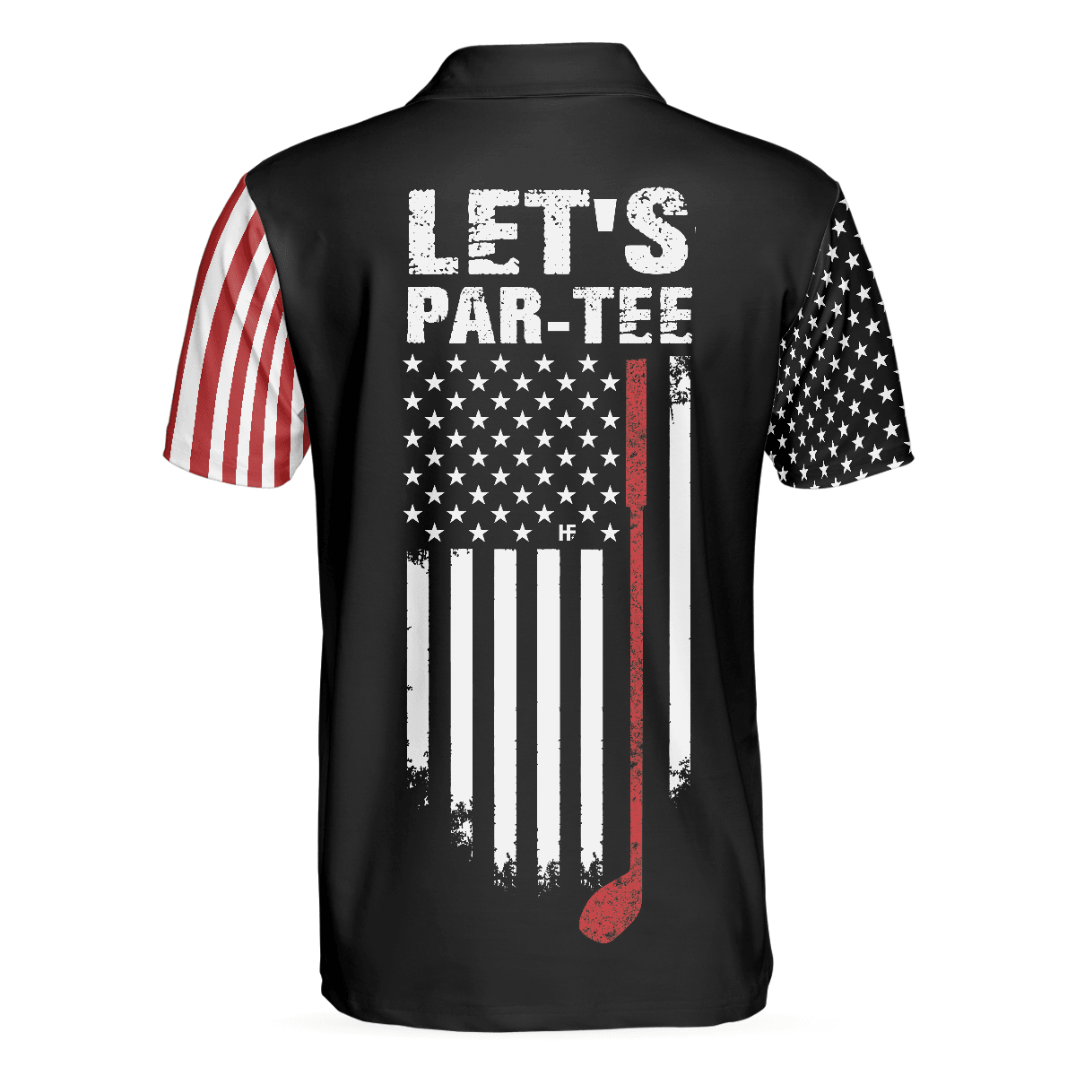 Dark Theme American Flag Men Polo Shirt, Let's Par Tee Short Sleeve Golf Polo Shirt, Patriotic Golf Shirt For Men - Amzanimalsgift