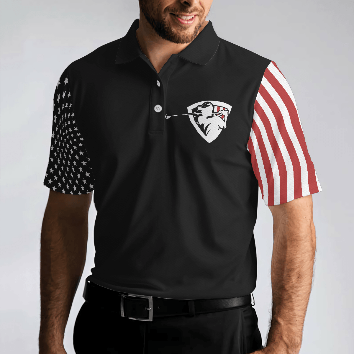 Dark Theme American Flag Men Polo Shirt, Let's Par Tee Short Sleeve Golf Polo Shirt, Patriotic Golf Shirt For Men - Amzanimalsgift
