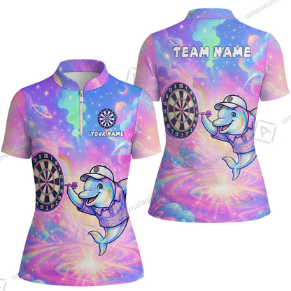 Custom Dart Jersey Team Shirt For Players, Dolphin in Galaxy, Personalize Name and Team Name
