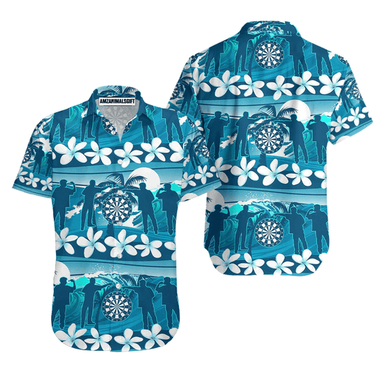 Darts Aloha Hawaiian Shirts For Summer, Blue Beach Nature Tropical Pattern Dartboard Hawaiian Shirt For Men Women, Gift For Friend, Darts Lovers, Team - Amzanimalsgift