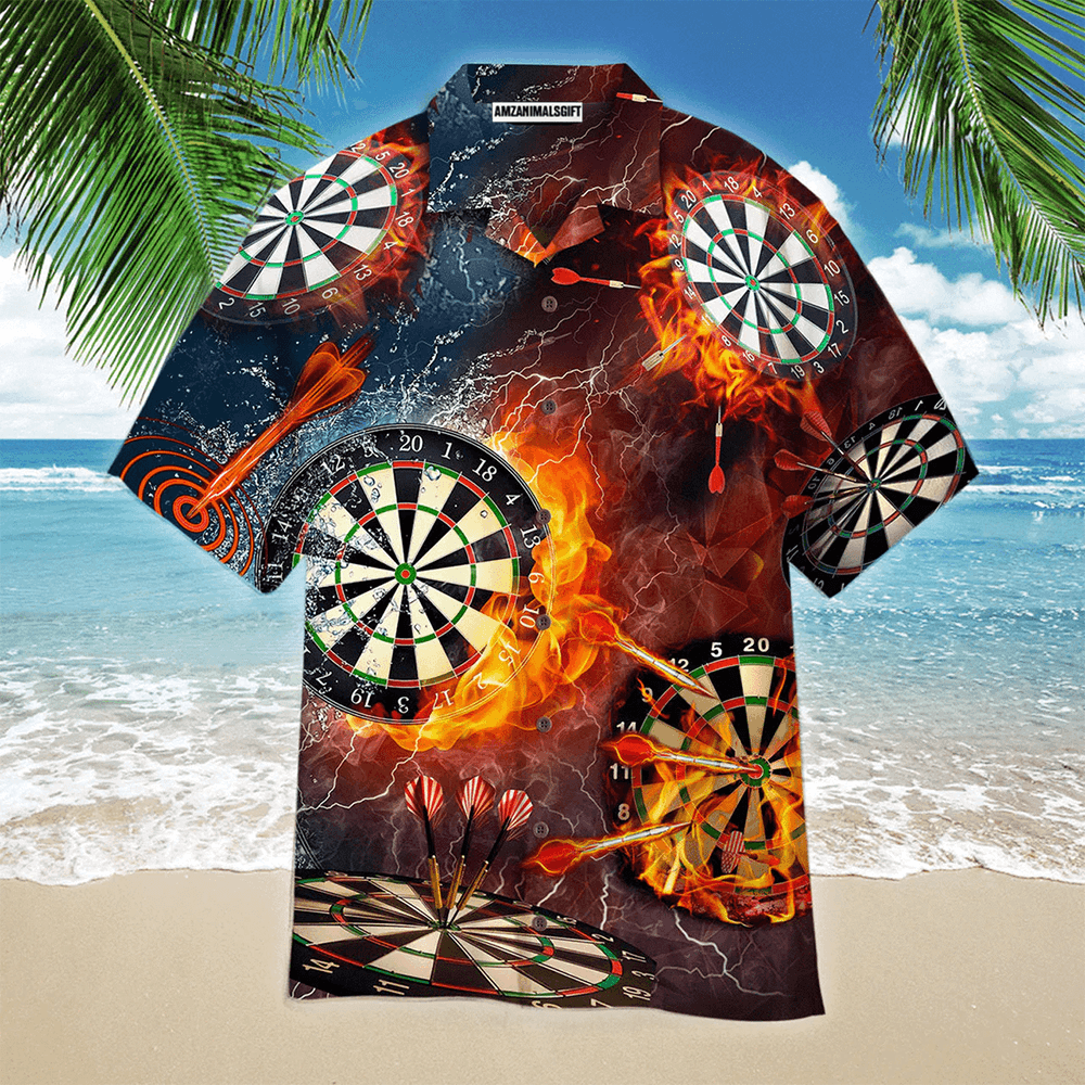 Darts Aloha Hawaiian Shirts For Summer, Born to Play Darts Fire Dartboard Hawaiian Shirt For Men Women, Gift For Friend, Darts Lovers, Darts Player - Amzanimalsgift