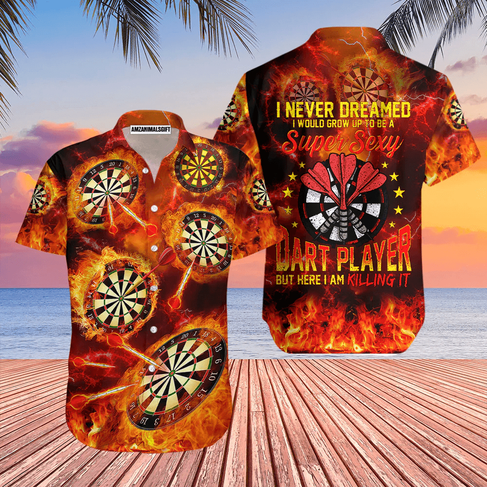 Darts Aloha Hawaiian Shirts For Summer, Flame Dartboard Hawaiian Shirt For Men Women, Gift For Friend, Darts Lovers, Darts Players - I Never Dreamed - Amzanimalsgift