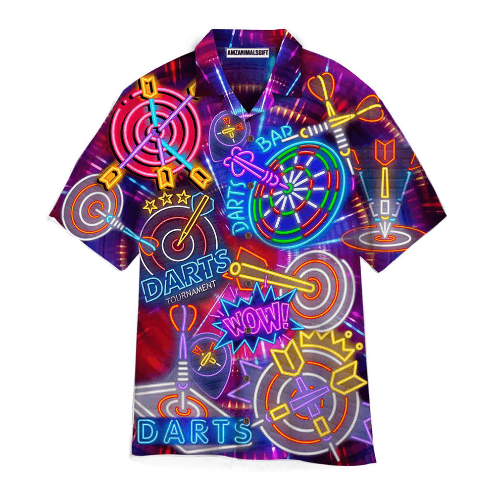 Darts Aloha Hawaiian Shirts For Summer, Neon Dartboard Hawaiian Shirt For Men Women, Gift For Friend, Darts Lovers, Team, Darts Players - Amzanimalsgift