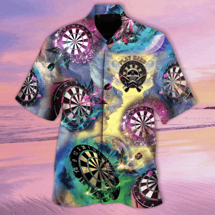 Darts Aloha Hawaiian Shirts For Summer, Play Hard Skull Dartboard Hawaiian Shirt For Men Women, Gift For Friend, Darts Lovers, Darts Players, Team - Amzanimalsgift