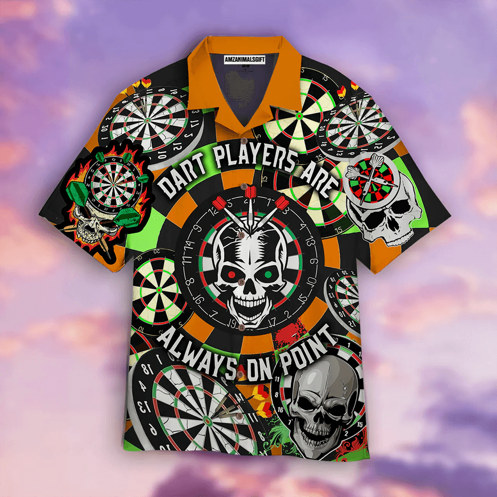 Darts Aloha Hawaiian Shirts For Summer, Skull Dartboard Hawaiian Shirt For Men Women, Gift For Friend, Darts Lover - Darts Players Are Always On Point - Amzanimalsgift